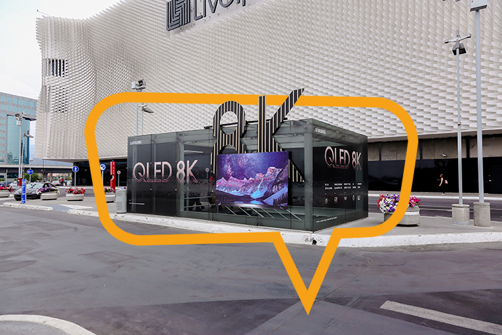 Publicidad en Perisur Mamparas Samsung